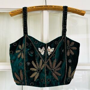 VIRGOS LOUNGE Beaded Velvet Crop Top